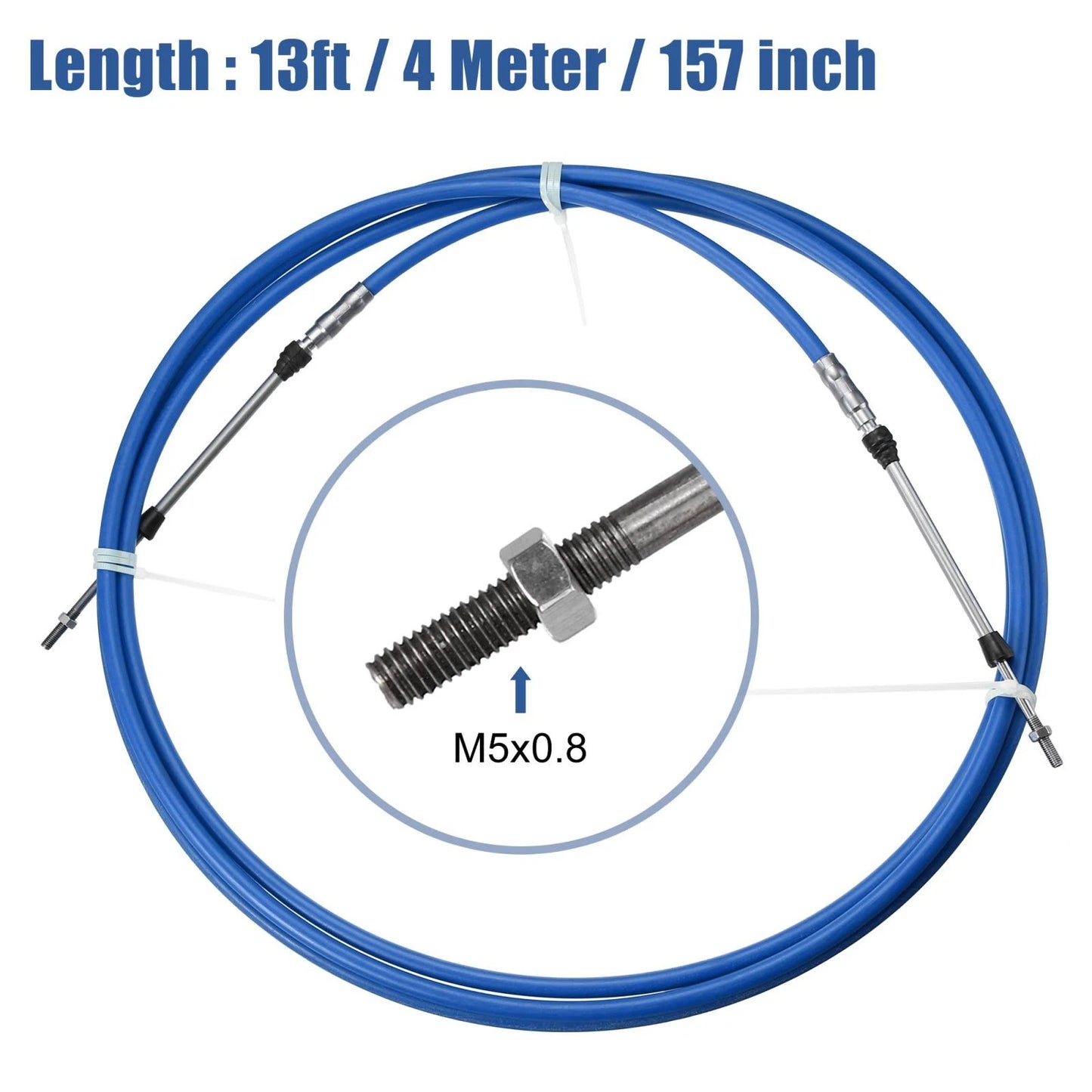 2 x / 13ft / Marine Type Shift Remote Control Box Cable for Yamaha Blue