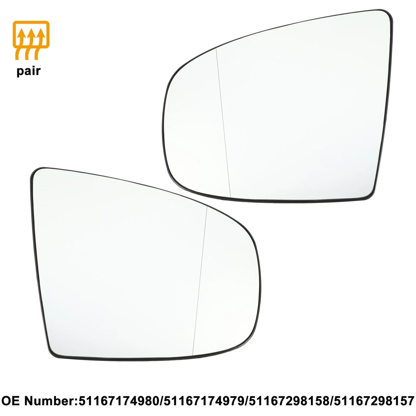 Pair Car Mirror Glass Replacement for BMW X5 X6