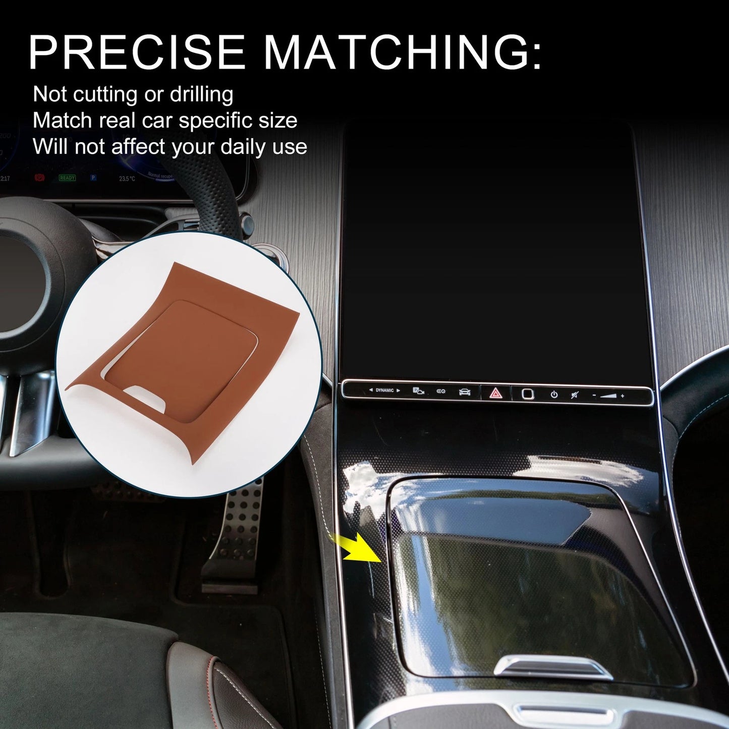 Center Console Panel Sticker for Mercedes-Benz EQE350 2022-2024 Brown Set