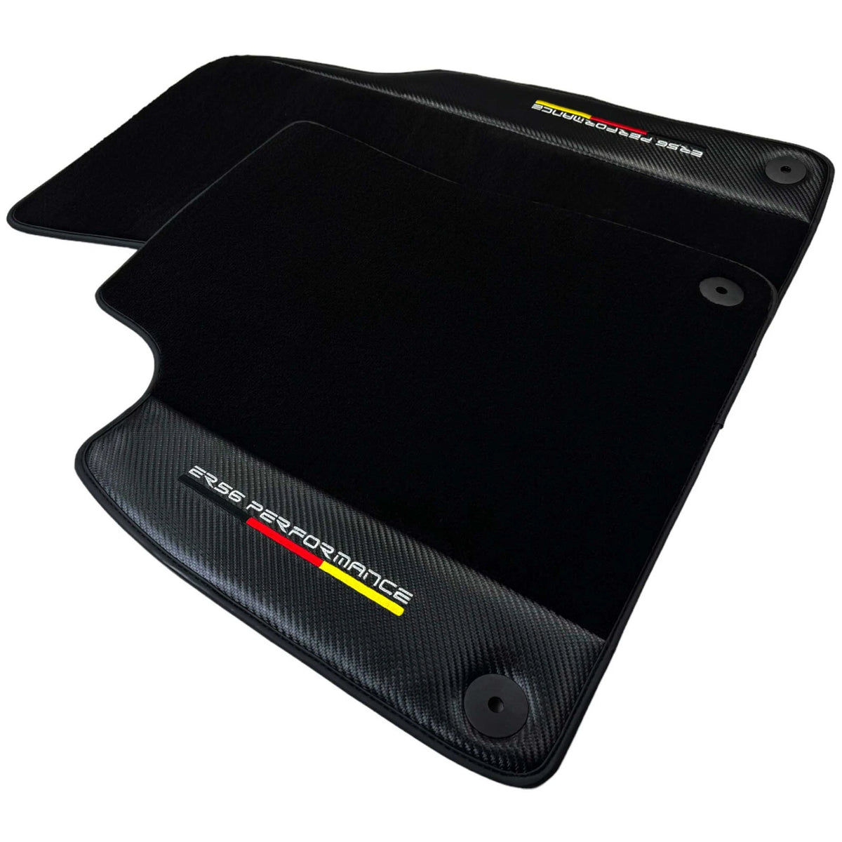 Black Floor Mats for Audi A4 B9 Sedan (2015-2018) with Carbon - 2 x Mats