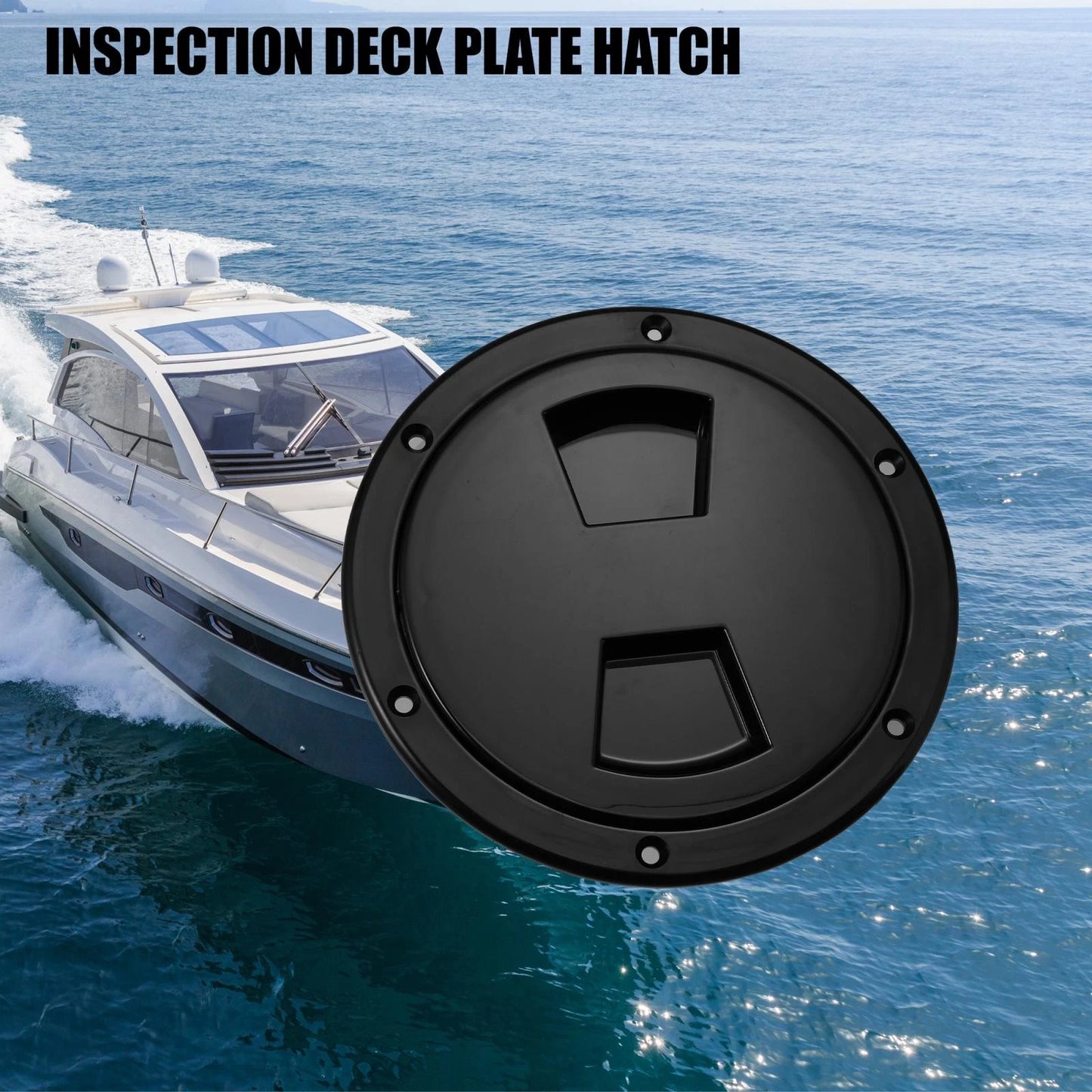 6 Inch Round Deck Plate Hatch for Boat Marine Inspection Black