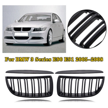 Matte Black Front Kidney Grille for 2005-2008 BMW E90 E91 (2005-2008)