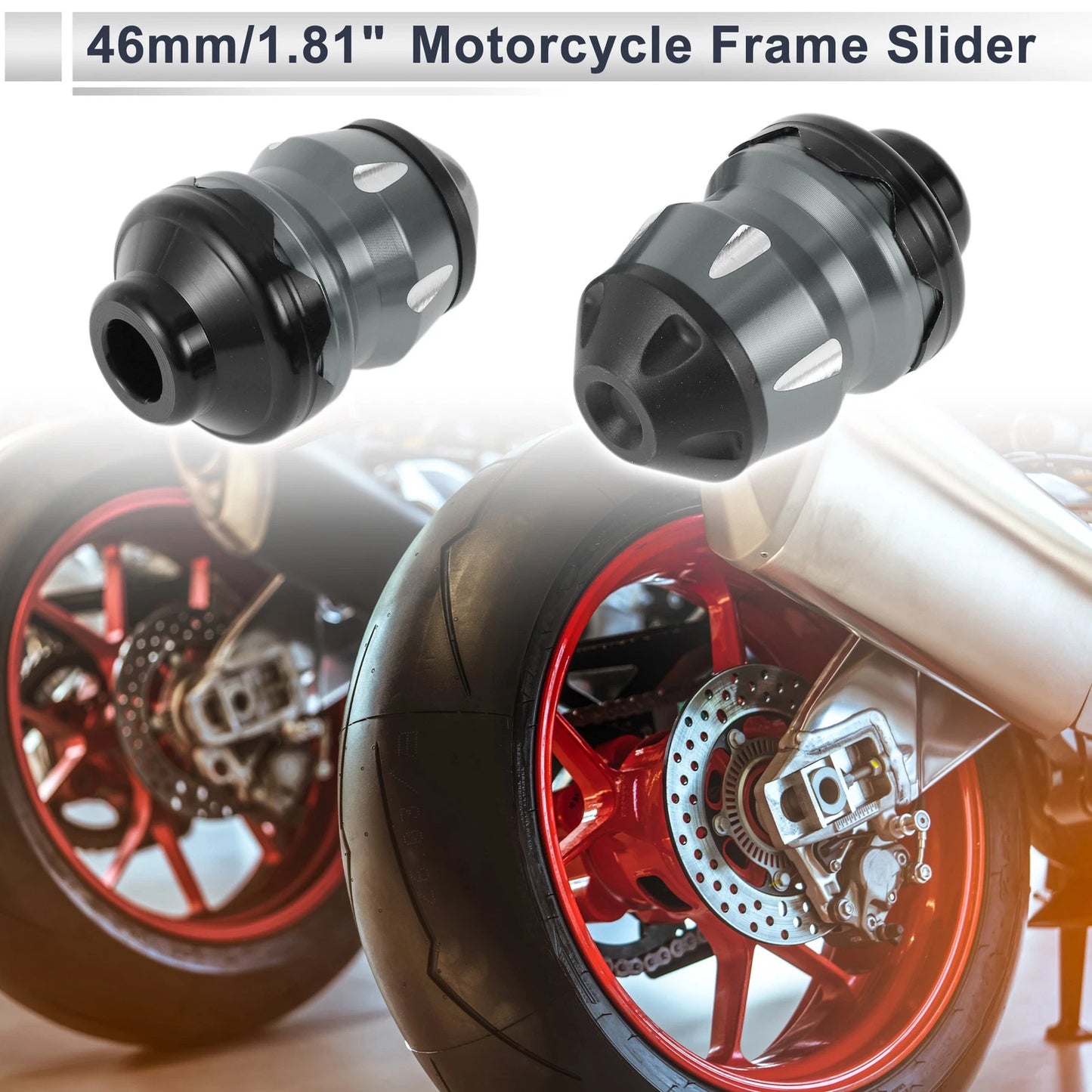 2 x 15mm Aluminum Alloy Plastic Motorcycle Slider Frame Titanium Tone