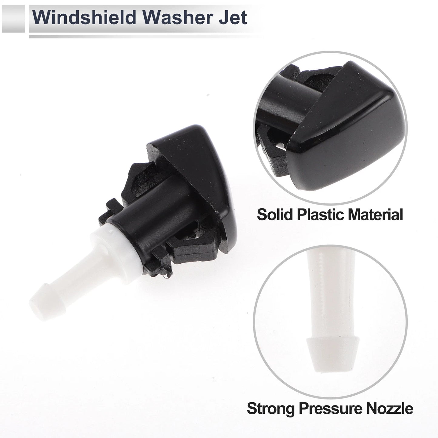 Windshield Washer Nozzle w/ 5" Hose Connector for Dodge - Black, White