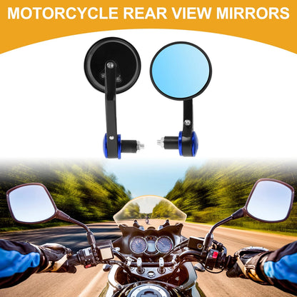 M8 Motorcycle Rear View Mirror Handlebar Aluminum Black Blue