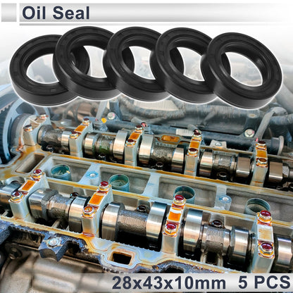 Oil Seal 28x43x10mm Rotary Shaft Seal Nitrile Rubber 5 Pcs for Make Model