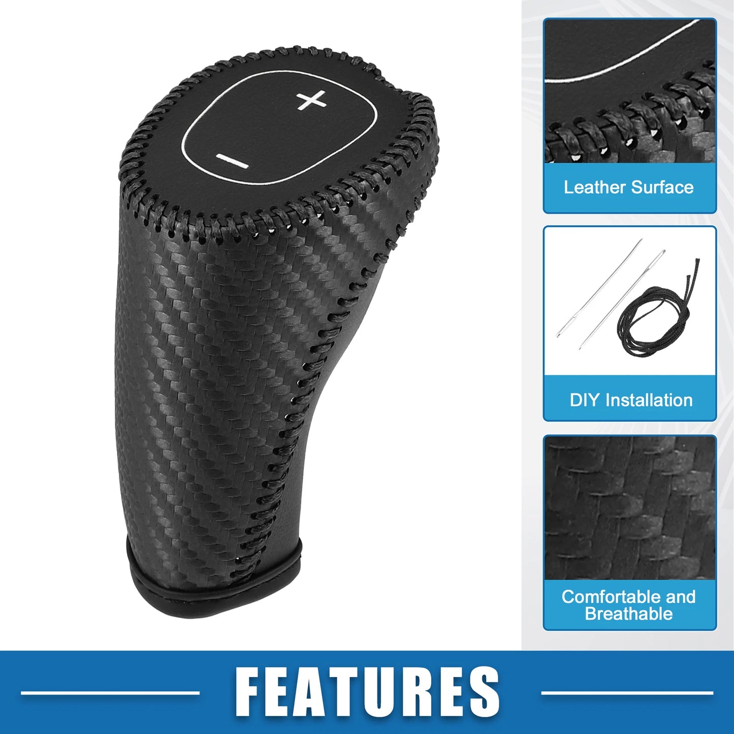 Gear Shifting Knob Cover Trim for Chevy Equinox Carbon Fiber Pattern Black