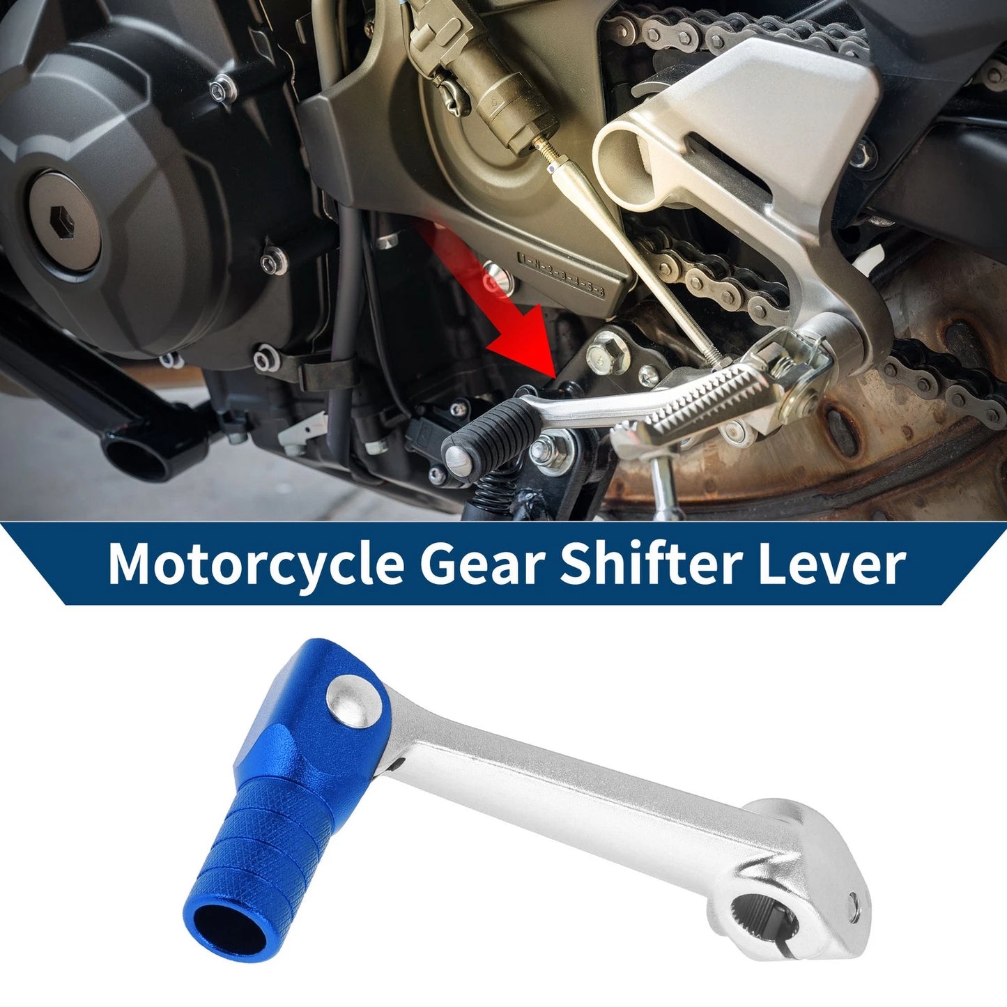 Folding Gear Shifter Lever for Bosuer M5 Silver Tone Blue Head