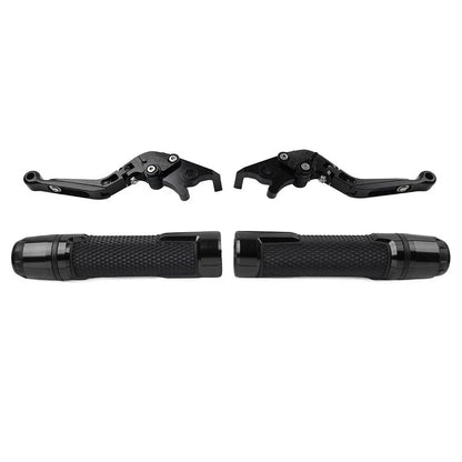 Black Extendable Brake Clutch Levers Grips Set for Kawasaki ZX636R (2003-2006)
