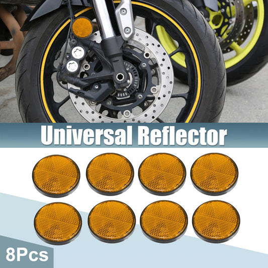 8 Pcs Reflective Round Spoke Orange Self-Adhesive Reflector for Motorcycle