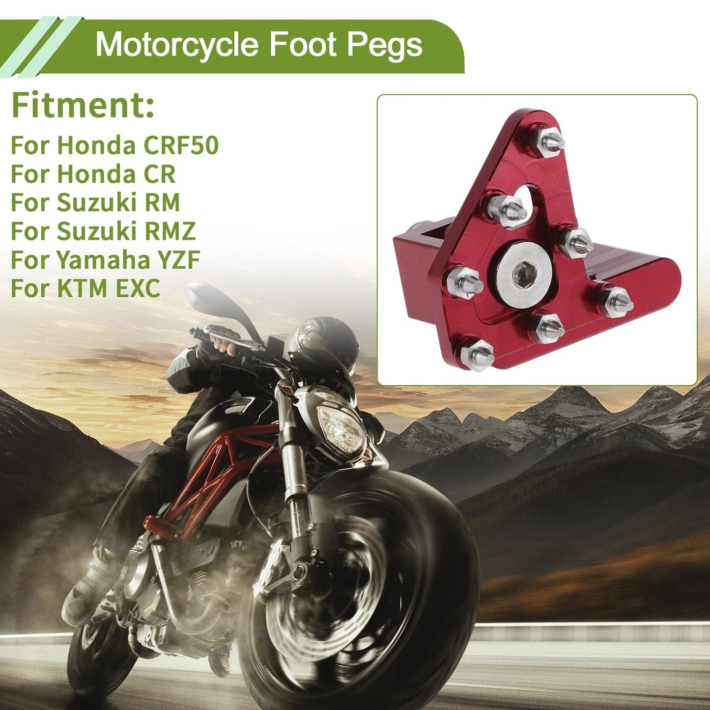 Motorcycle Foot Pegs for Honda CRF50 Footrests Red (2004-2023)