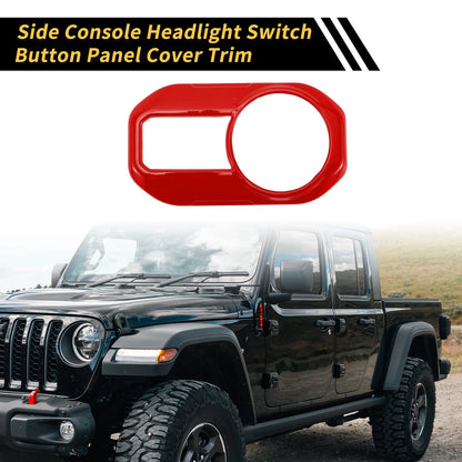 Headlight Button Panel Cover for Jeep Gladiator JT (2020-2024) Red 1 Pc