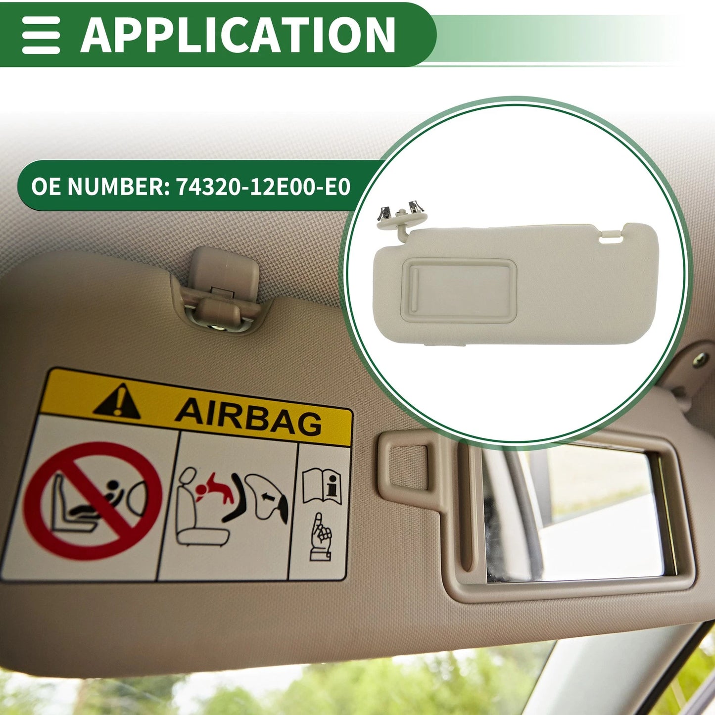 Left Sun Visor with Mirror for Toyota Corolla (2011-2013)