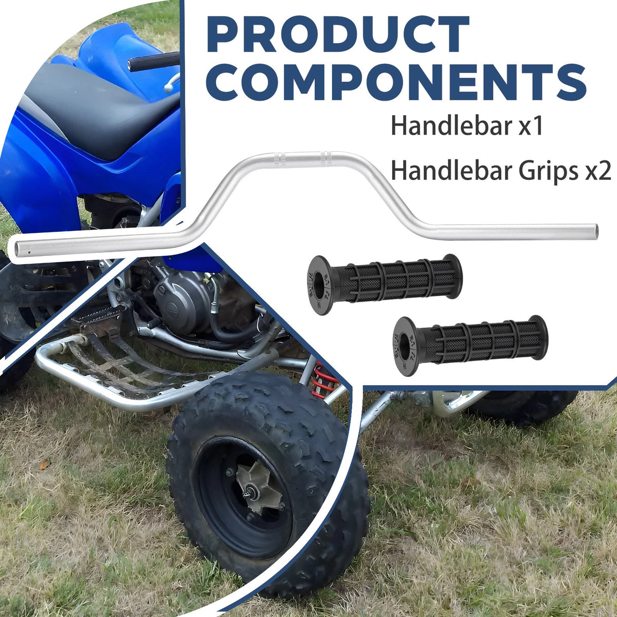 Handlebar with Grips for Yamaha Raptor 660 Warrior 350 Banshee 350 Blaster 200 (1987–2006)
