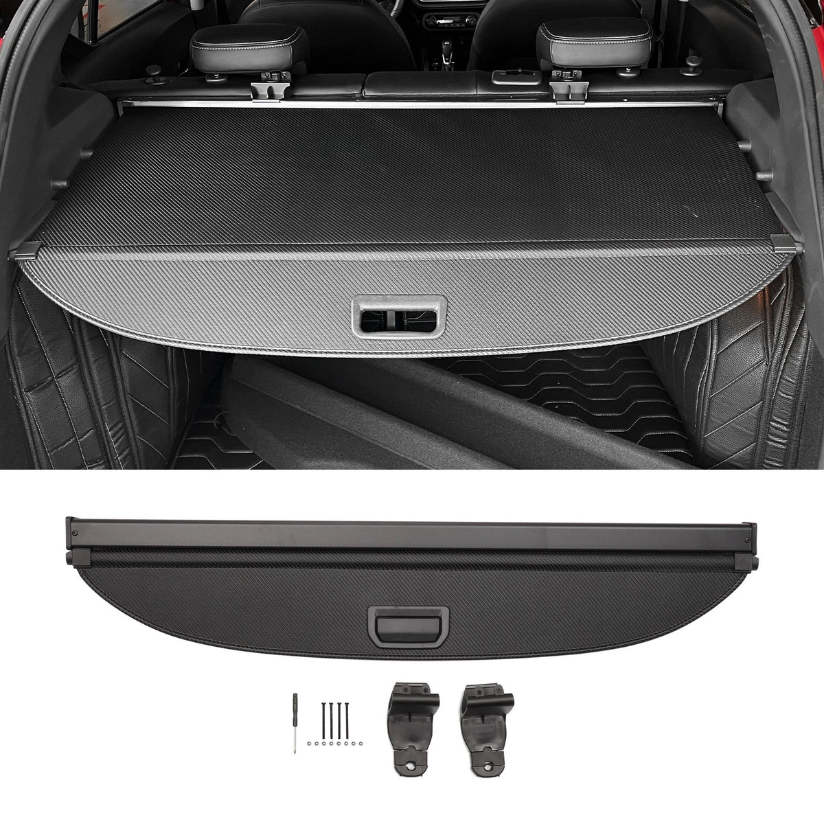 Cargo Cover for Nissan Kicks 2018-2024 Retractable Carbon Fiber Black