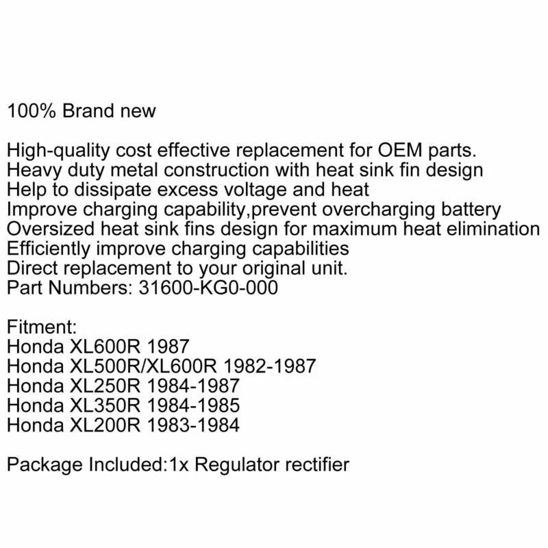 Regulator Rectifier for Honda XL600R XL500R XL250R XL350R XL200R (1983-1990)