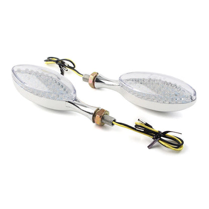 2 x Universal Motorcycle Chrome LED Turn Signal Indicators for Make & Model