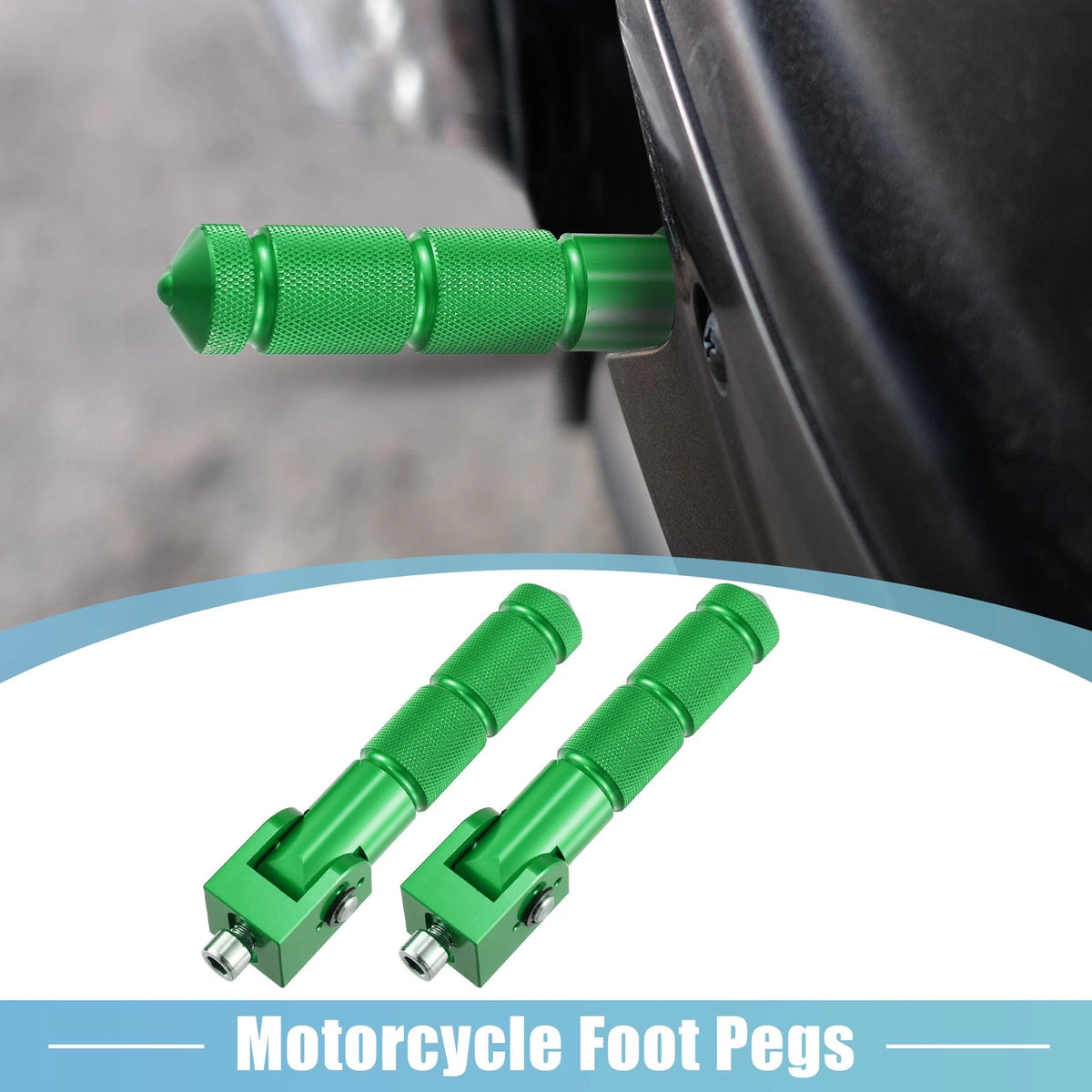 Pair Motorcycle Scooters Motorbike Folding Foot Rest Rear Pedal Green