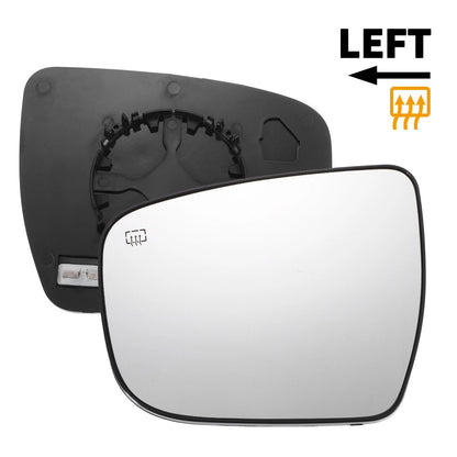Left Side White Heated Mirror Glass for Nissan Rogue, Pathfinder (2008-2023)