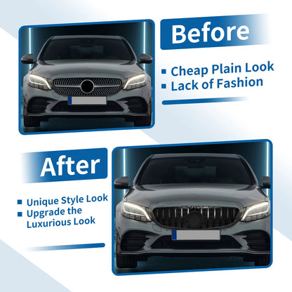 Front Upper Bumper Grille for Mercedes-Benz C250 (2015-2018) Black