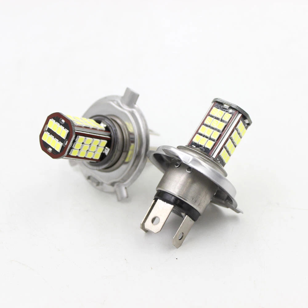 Pair DC 6V 56SMD H4 LED Lamp Motorcycle Headlight Bulb 10W 850LM  White High/Low