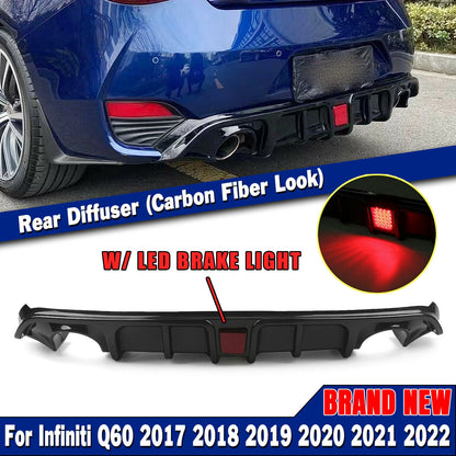 Rear Diffuser Lip w/ LED Light for Infiniti Q60 (2017-2022)