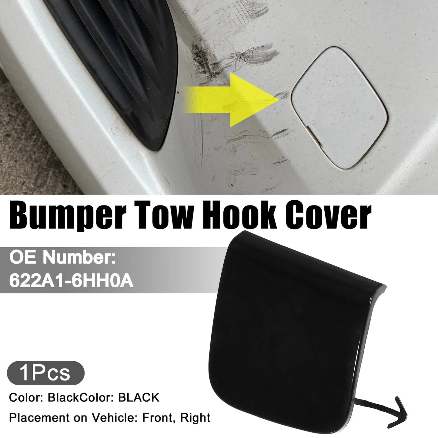 Front Right Bumper Tow Eye Hook Cover Cap for Infiniti Q50 Black