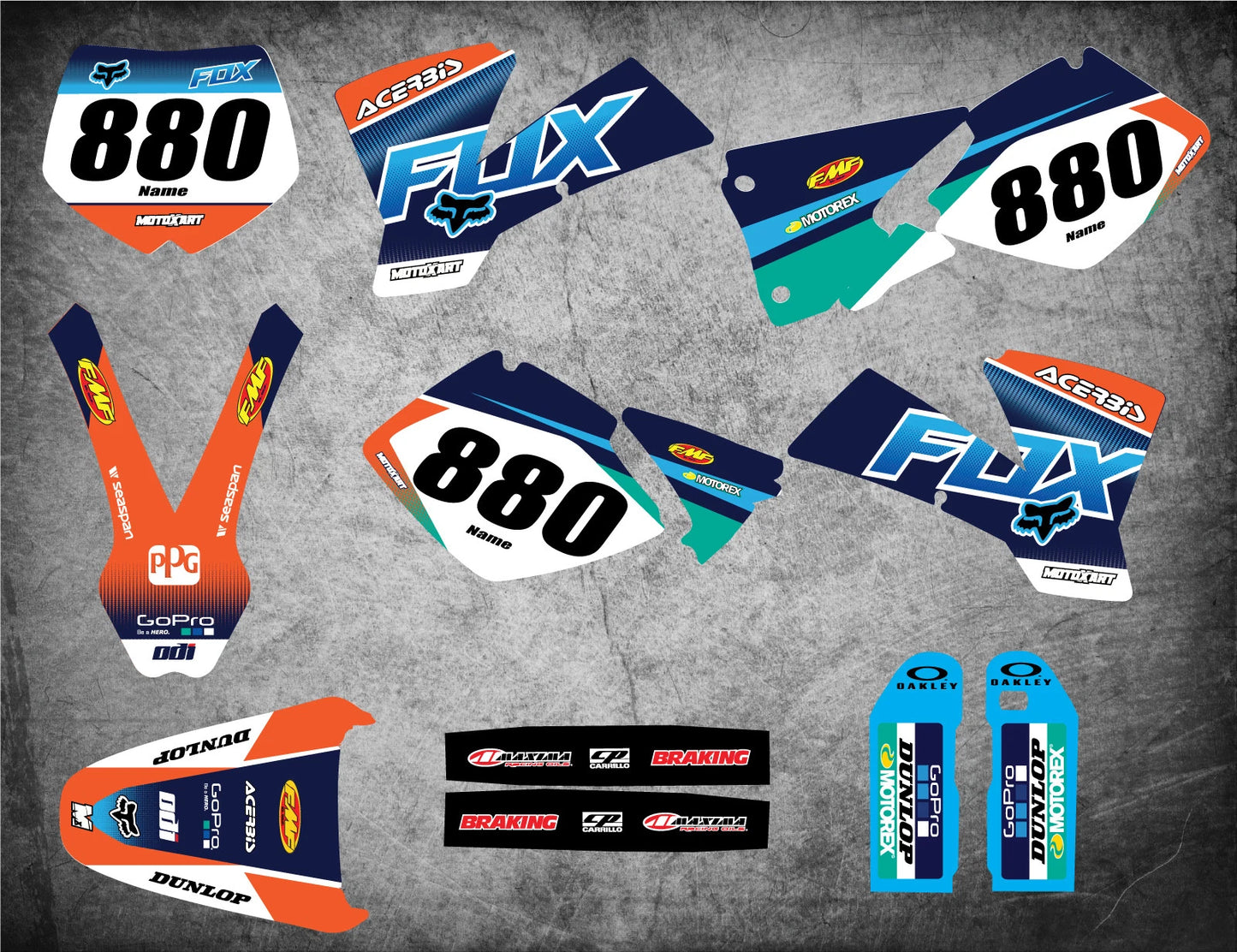 Custom Graphics Full Kit for KTM SX 2001-2002 - FOXY STYLE Stickers Decals