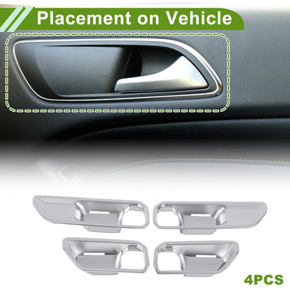Silver Tone Interior Door Handle Bowl Cover Trim for Toyota Land Cruiser (2008-2021)