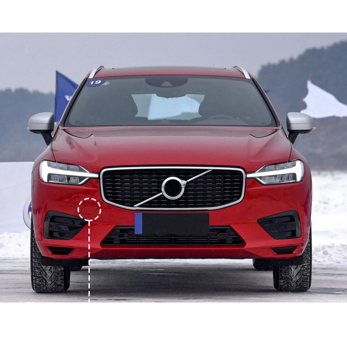 Red Front Bumper Tow Hook Eye Cap Cover for Volvo XC60 (2018-2021)