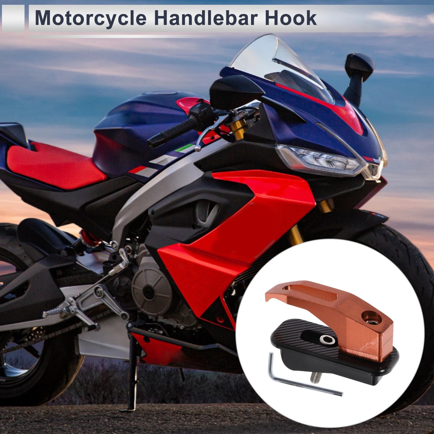 Rectangular Aluminum Alloy Motorcycle Hanging Hook 1 Set Orange for Motorcycle