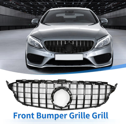 Front Upper Bumper Grille for Mercedes-Benz C250 2013-2016 Black Grills