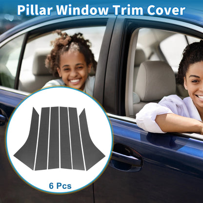 6pcs Door Pillar Window Trim for Ford Focus (2008-2011) Carbon Fiber Black