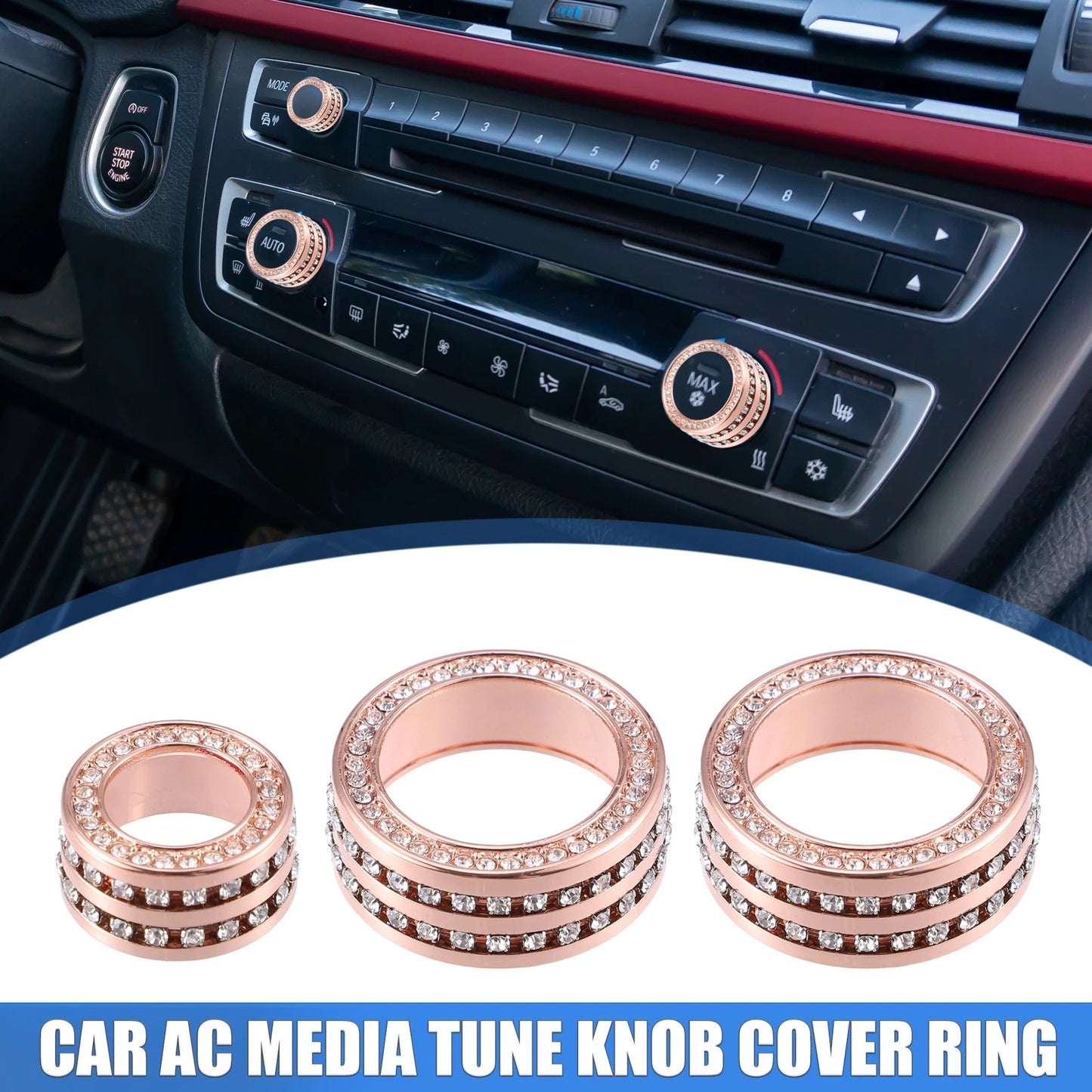 AC Media Tune Knob Cover Ring for BMW 3 Series F30 (2012-2019) - 3 x Pcs