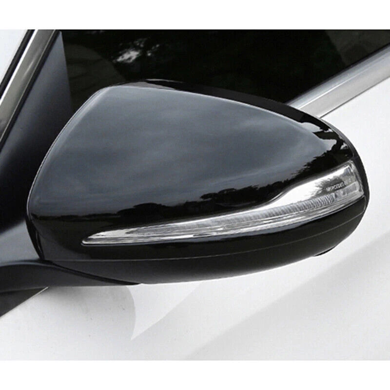 2 x Mirror Cover Caps Gloss Black for Benz C E GLC Class (2016-2020)