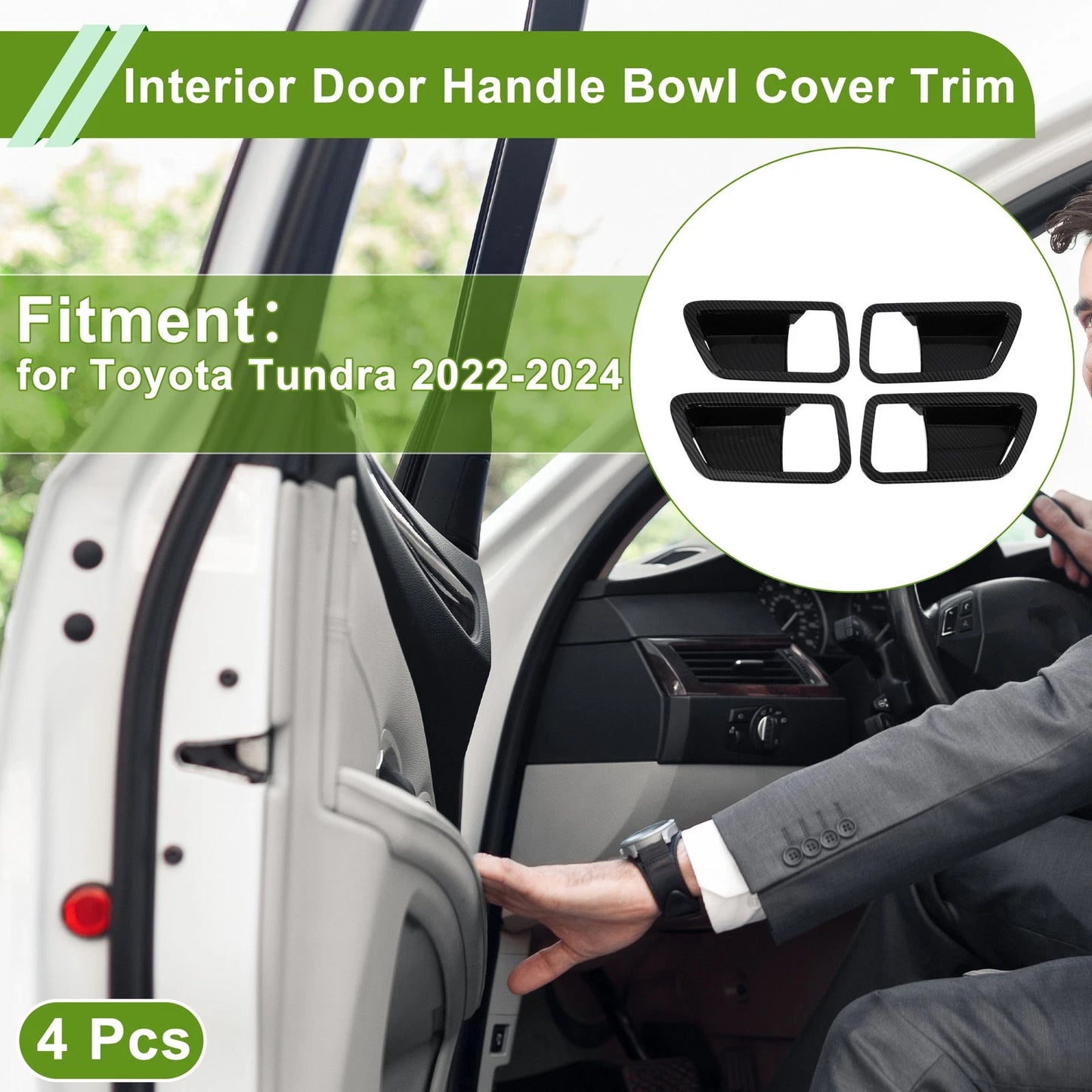 4 Pcs Interior Door Handle Bowl Cover Trim for Toyota Tundra (2022–2024)