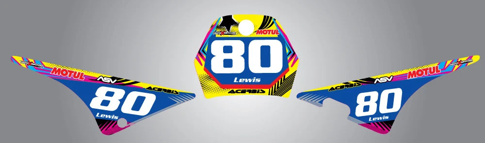 Custom Neon Style Number Plates & Stickers for Yamaha PW 80