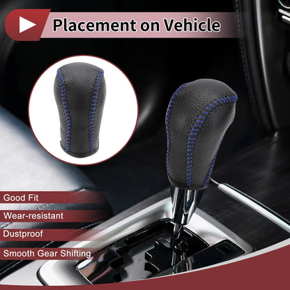 Gear Shift Knob Cover for Mazda CX-5 (2013-2014) Black Blue Faux Leather