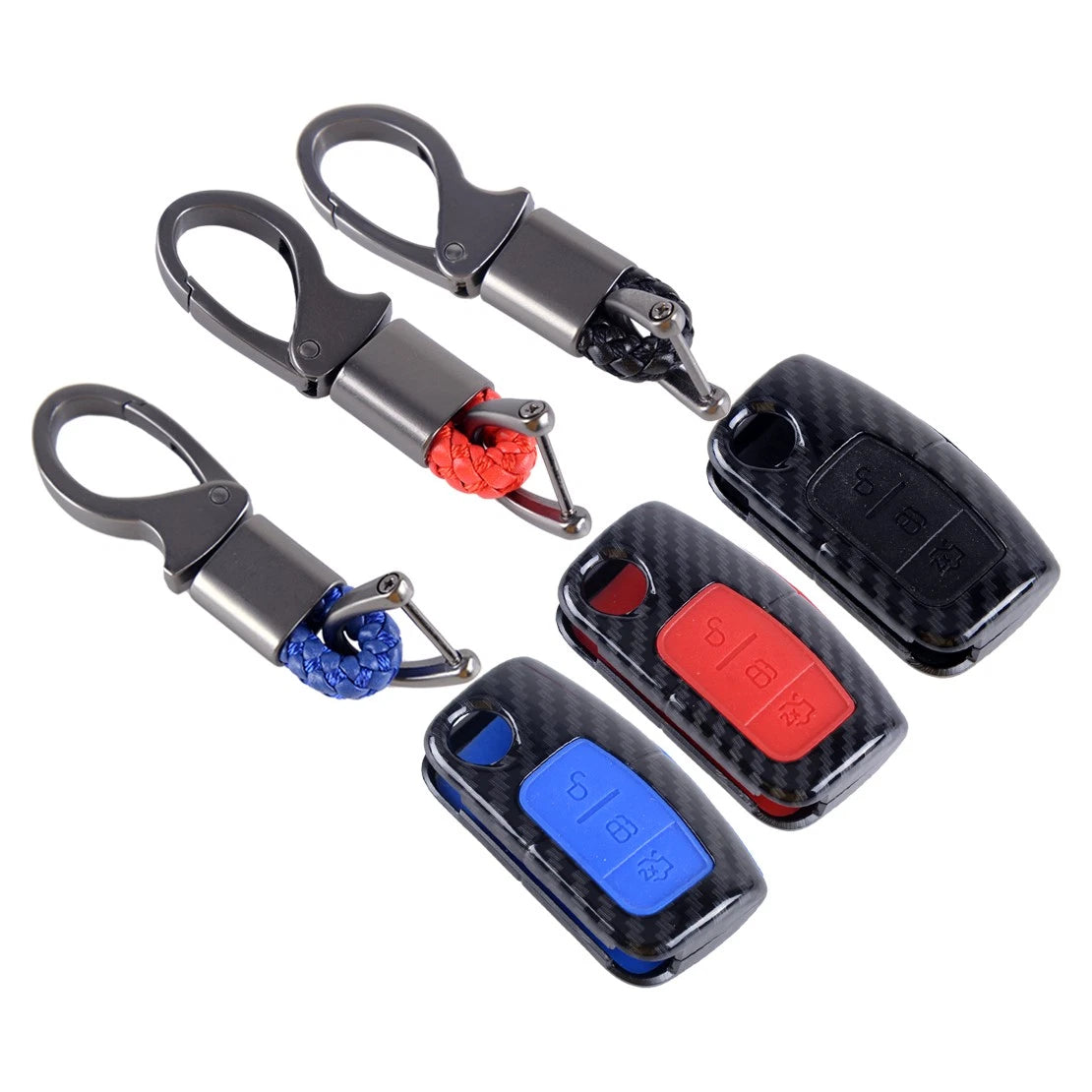 Carbon Fibre Style Key Shell Cover for Ford Focus Mondeo (2000-2023)