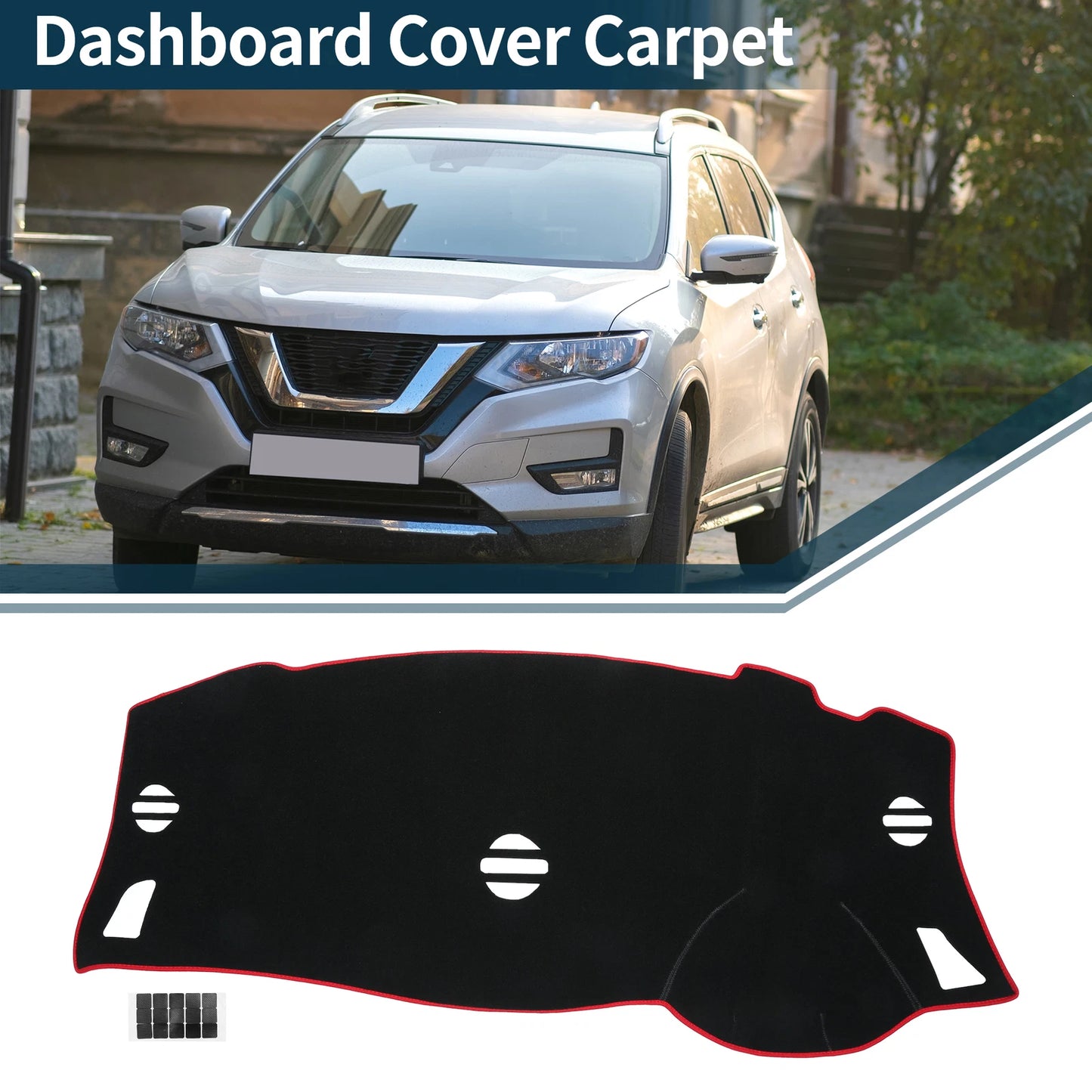 Dashboard Cover Mat for Nissan Elgrand E52 (2010-2024) Black Red 1 Set