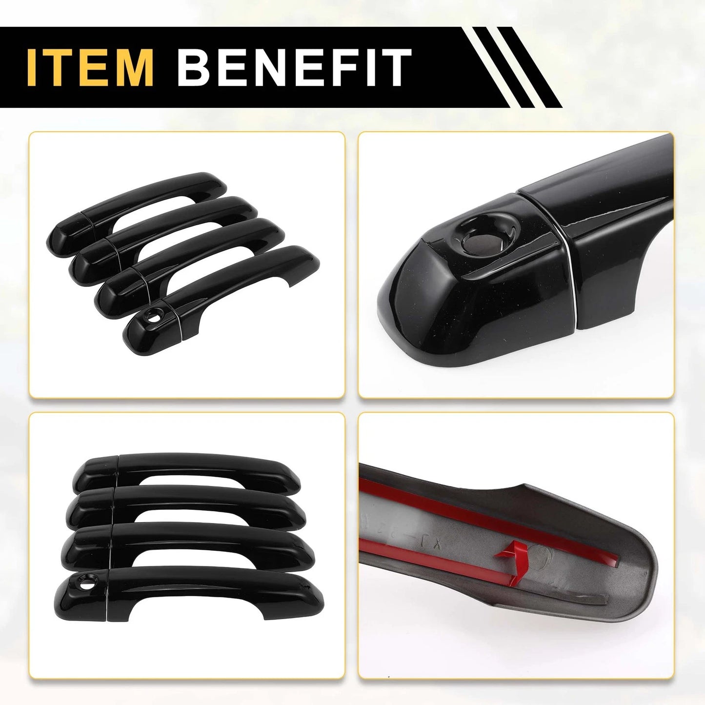 4pcs Black Exterior Door Handle Covers for Toyota 4Runner (2010-2019)