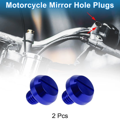 Mirror Hole Plugs Left Hand M8x1.25 Screws Blue for Motorcycle