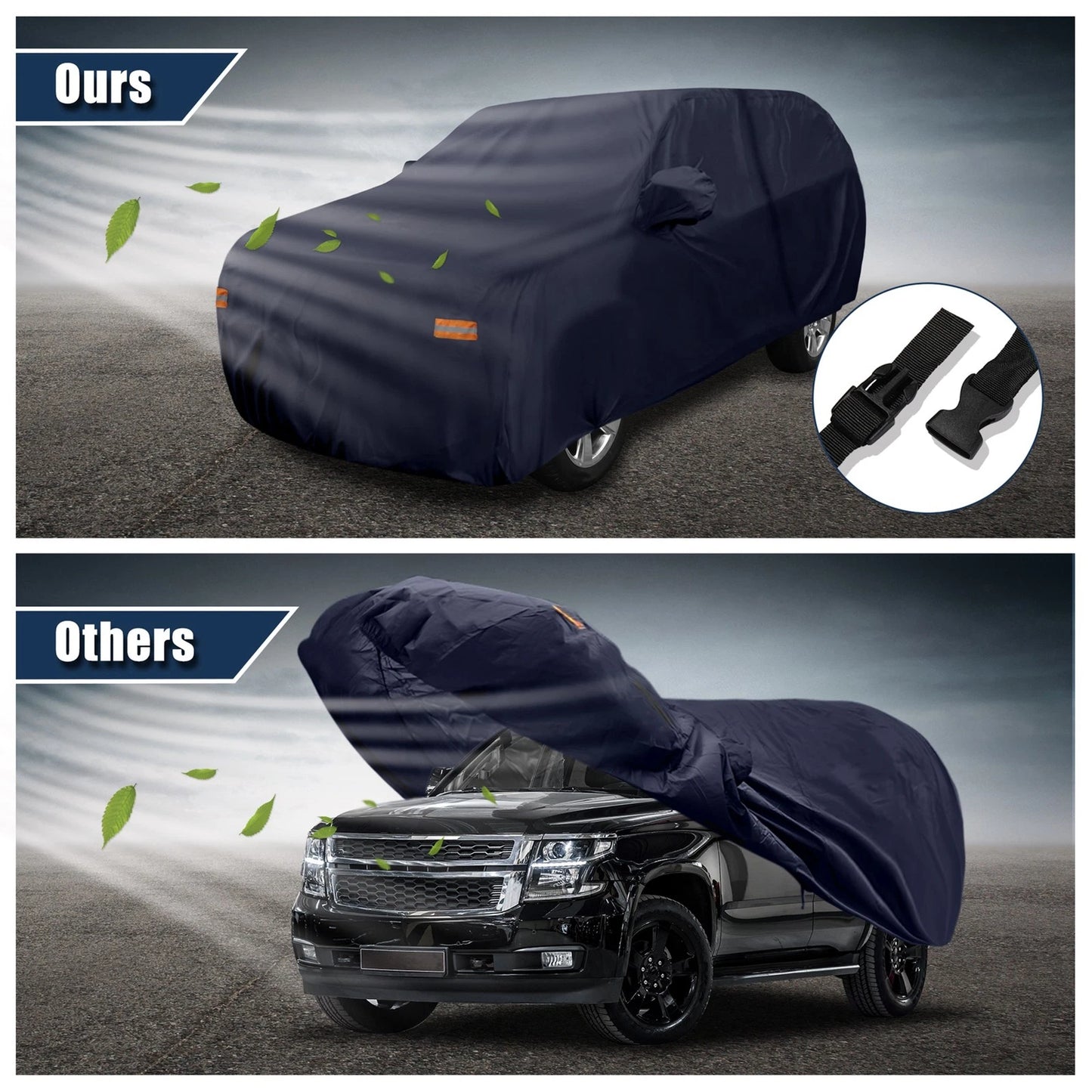 Car Cover for Chevrolet Tahoe 4-Door SUV (2007-2024) Navy Blue 190T PU