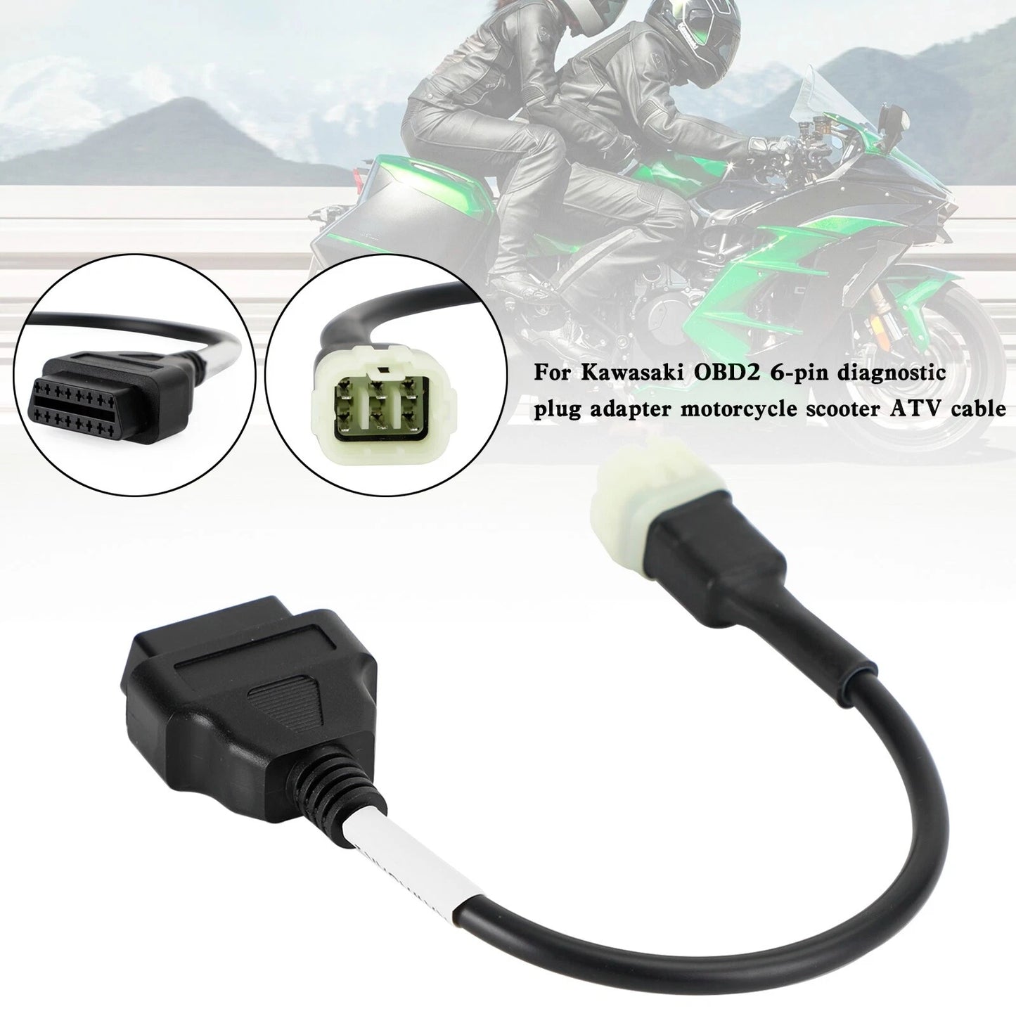 6 Pin OBD2 Diagnostic Plug Adapter for Kawasaki Motorcycle Scooter ATV