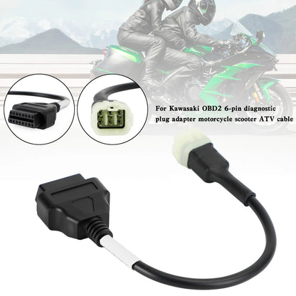 6 Pin OBD2 Diagnostic Plug Adapter for Kawasaki Motorcycle Scooter ATV