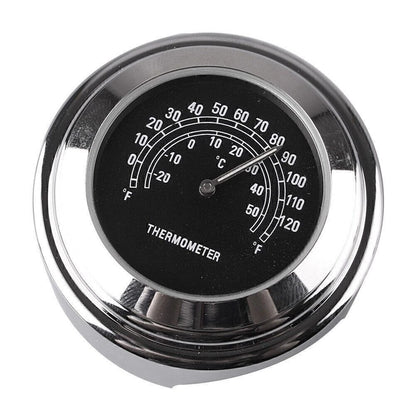 7/8" Handlebar Temp Black Dial Clock Thermometer for Bike Motorcycle
