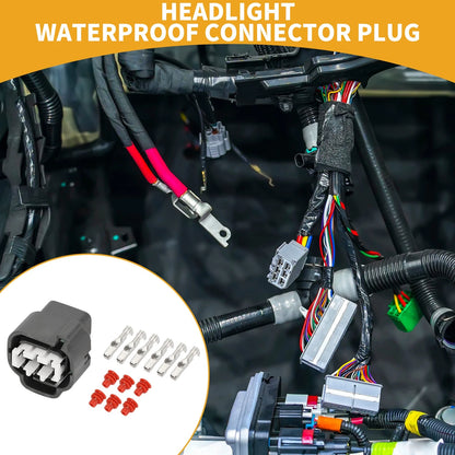 6 Pin Headlight Waterproof Connector Plug 1 Set Dark Gray 2.2mm for Toyota