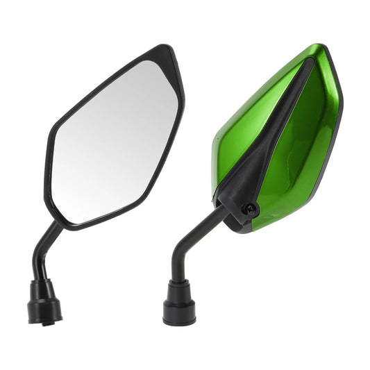 1 Set Rear View Mirrors Leaf Shape Green Iron Plastic for Motorcycle