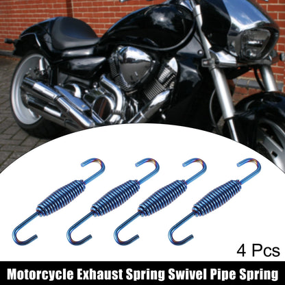 4pcs Exhaust Pipe Spring 68mm 2.68" Stainless Steel Blue for Motorcycle