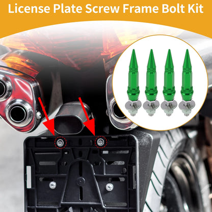 License Plate Screws Cover 82mm Green 4 Pcs for Universal Motorcycle